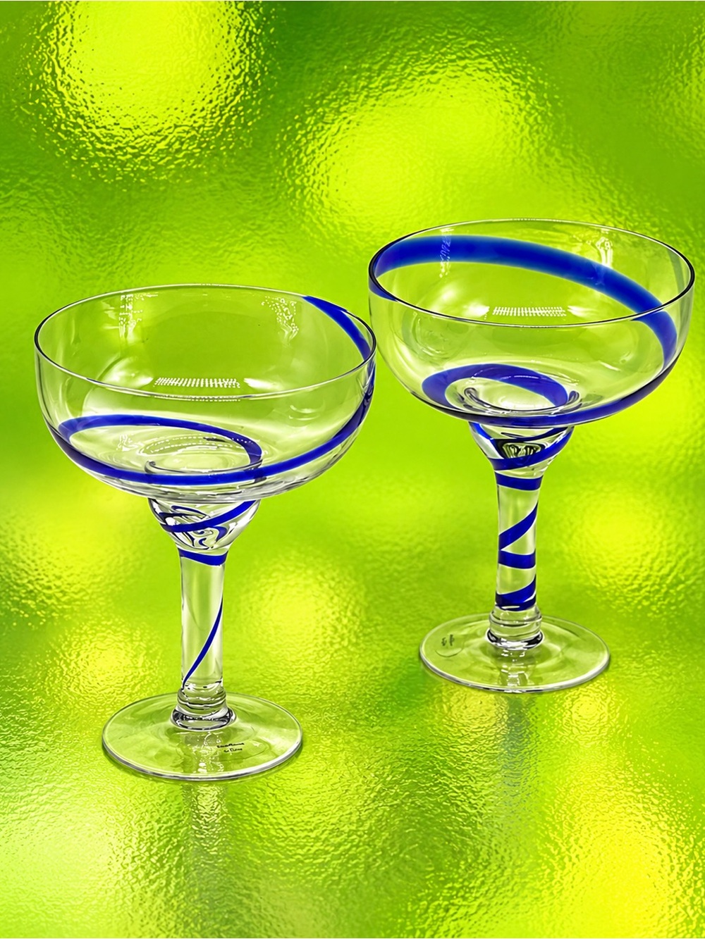 Pier 1 Swirline Cobalt Blue Margarita Glasses | Set of 2